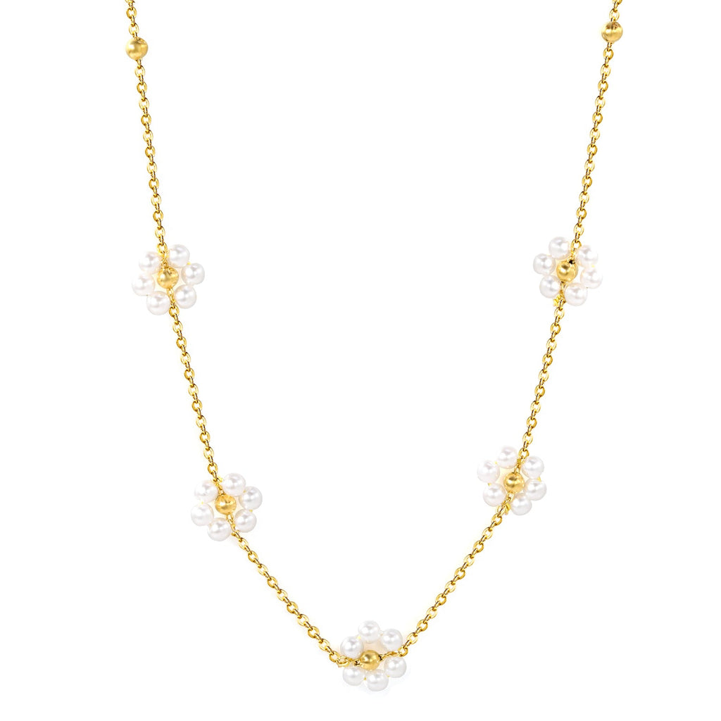 Floral Pearl Pendant Necklace