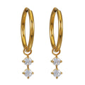 MORTAINA Gold: Retro Inspired Mini Hoops with Duo Zirconia Charms