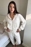 Camille – Cotton Signature Print Zip Hoodie & Jogger Leisure Set 2PC In Floral